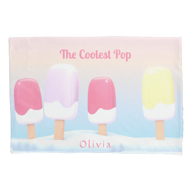 Modern Pastel Coolest Pop Popsicle Personalized Pillowcase (Front)