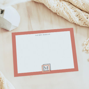 Modern Pastel Coral Monogram Personalized Notepad
