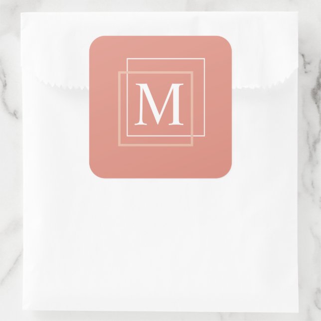 Modern Pastel Coral Monogram Sticker (Bag)