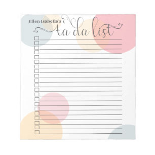 Modern Pastel Dots and Calligraphy Ta Da List Notepad