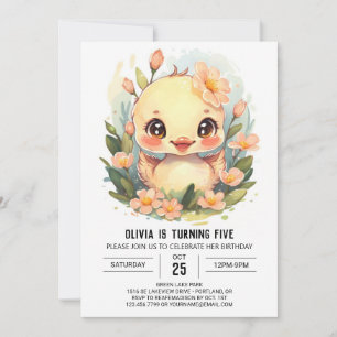 Modern Pastel Duck Birthday Invitation