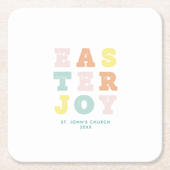 Modern Pastel Easter  Square Paper Coaster (Front)