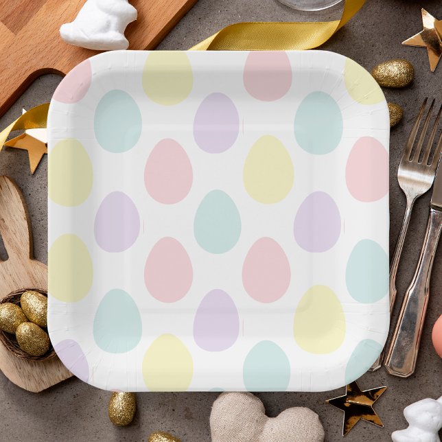 Modern Pastel Egg Pattern | Happy Easter Paper Plate (Creator Uploaded)