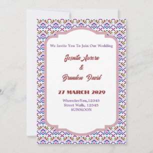 Modern Pastel Ethnic Geometric Diamond Pattern Invitation