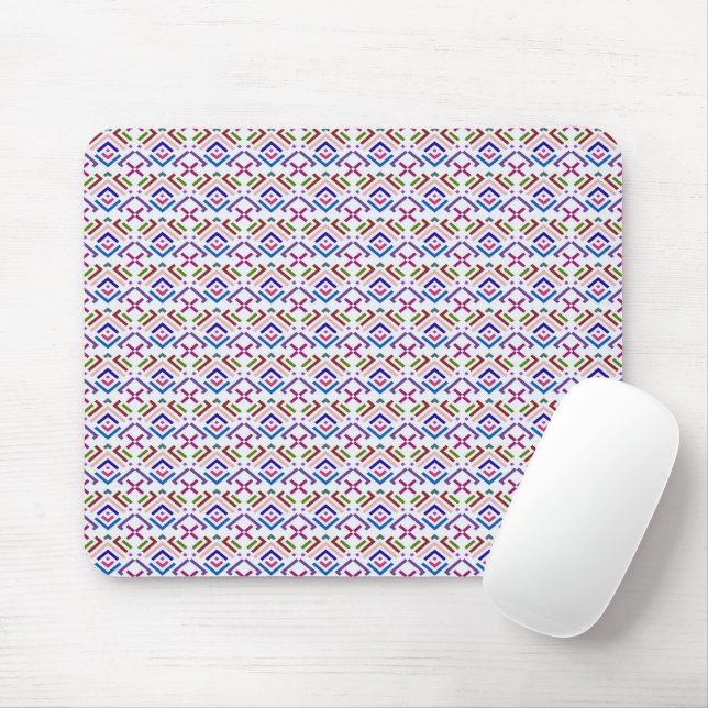 Modern Pastel Ethnic Geometric Diamond Pattern Mouse Pad (With Mouse)