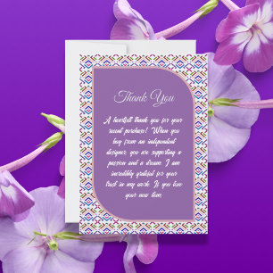Modern Pastel Ethnic Geometric Diamond Pattern Thank You Card