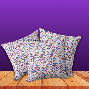Modern Pastel Ethnic Geometric Diamond Pattern Throw Pillow