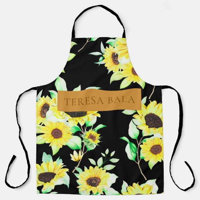 Modern Pastel Floral Personalized Rustic Design Apron (Front)