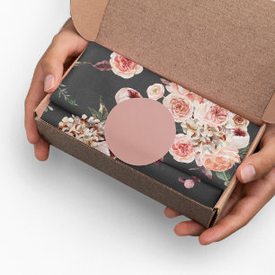 Modern Pastel Flowers & Kraft Black Wrapping Paper