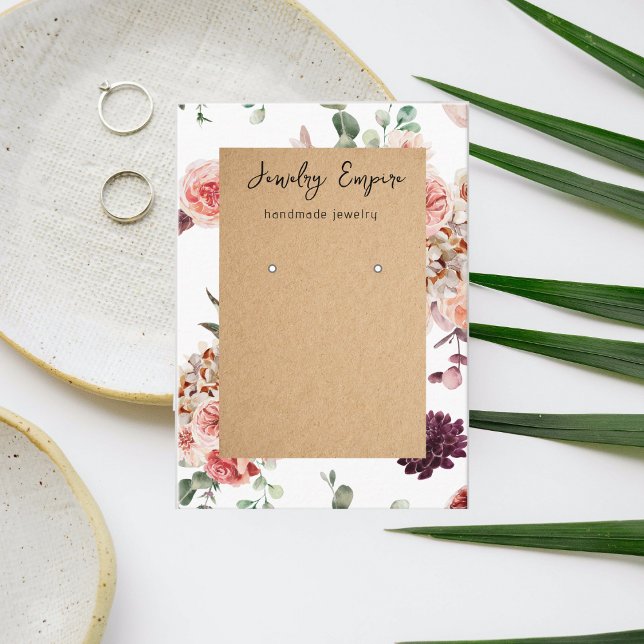 Modern Pastel Flowers & Kraft  Business Card (Creator Uploaded)