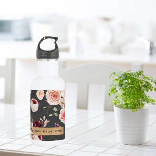 Modern Pastel Flowers & Kraft Personalized Gift 532 Ml Water Bottle