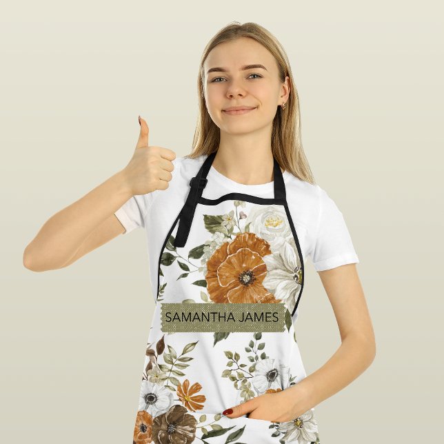 Modern Pastel Flowers & Kraft Personalized Gift  Apron (Creator Uploaded)