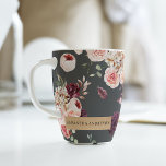 Modern Pastel Flowers & Kraft Personalized Gift Latte Mug<br><div class="desc">Modern Pastel Flowers & Kraft Personalized Gift</div>