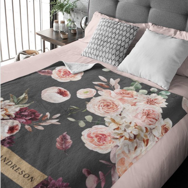 Modern Pastel Flowers & Kraft Personalized Gift Sherpa Blanket (Creator Uploaded)