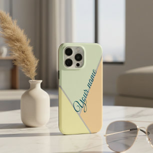 Modern Pastel Geometric Colour Block Custom Name iPhone 15 Pro Max Case
