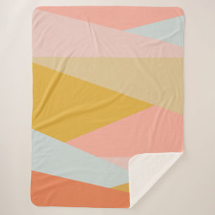Modern Pastel Geometric Coral Yellow Aesthetic Sherpa Blanket