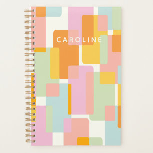 Modern Pastel Geometric Shapes Personalized Name Planner