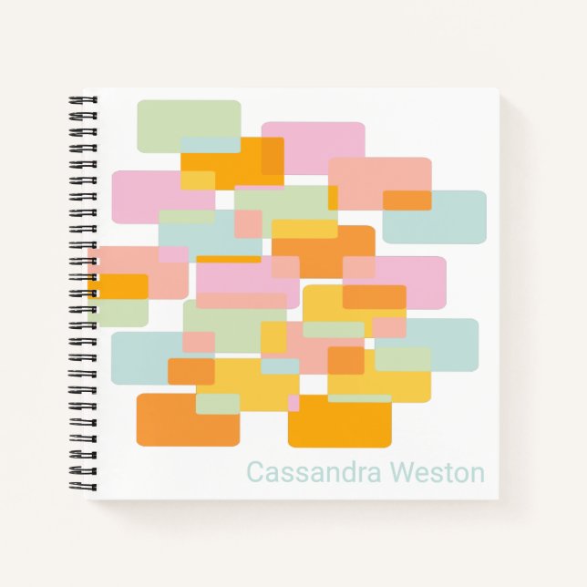 Modern Pastel Geometric Shapes Personalized Notebook (Front)