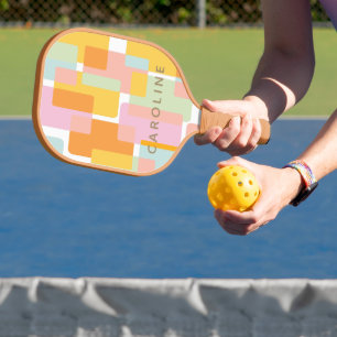 Modern Pastel Geometric Shapes Personalized Pickleball Paddle