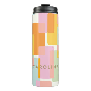 Modern Pastel Geometric Shapes Personalized Thermal Tumbler
