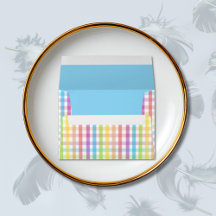 Modern Pastel Gingham Rainbow Baby Shower Blue A7