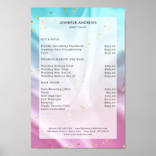 Modern, Pastel Glitter Salon Price List Poster