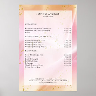 Modern, Pastel Glitter Salon Price List Poster