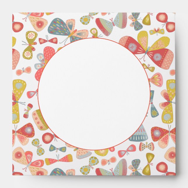 Modern Pastel Graphic Butterfly Pattern Envelope (Front)