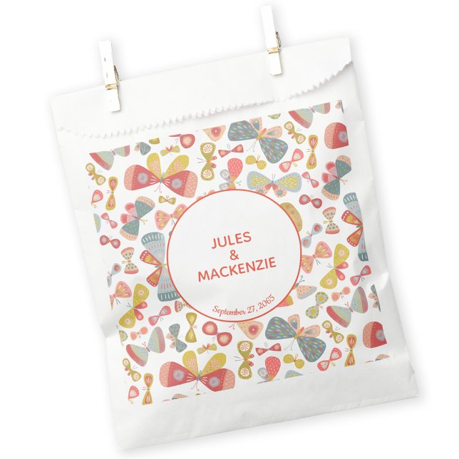 Modern Pastel Graphic Butterfly Pattern Favour Bag (Wedding butterfly pattern favor bag)