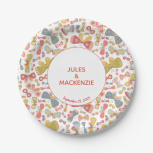 Modern Pastel Graphic Butterfly Pattern Paper Plate