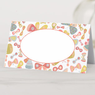 Modern Pastel Graphic Butterfly Pattern Place Card