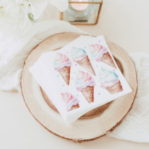 Modern pastel Ice cream birthday party  Napkin
