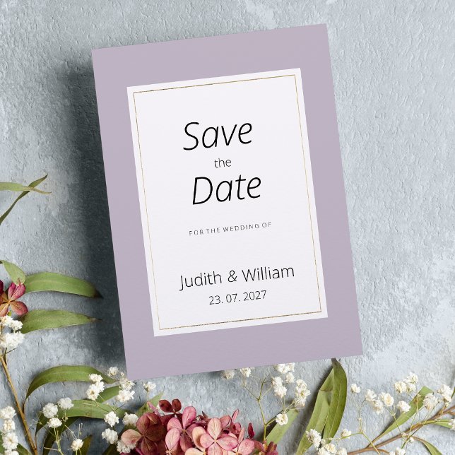 Modern pastel lavender minimalist Save the Date Invitation (Modern pastel lavender minimalist Save the Date)