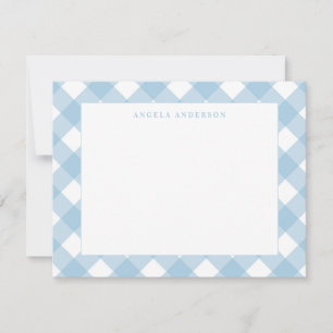 Modern Pastel Light Blue Gingham Plaid Check Card