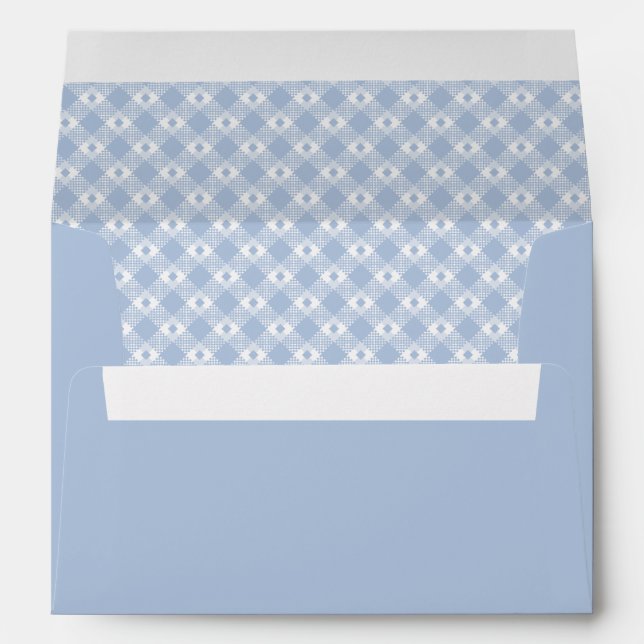 Modern Pastel Light Blue Gingham Plaid Envelope (Back (Bottom))