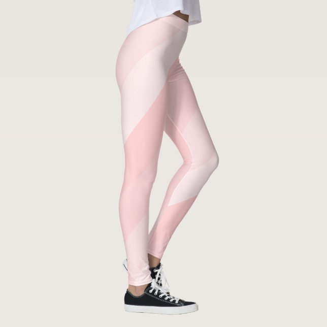 Modern Pastel Light Peach Elegant Stripes Cute Leggings (Right)