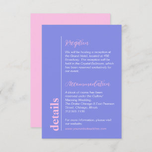 Modern Pastel Lilac Blue Pink Wedding Info Enclosure Card