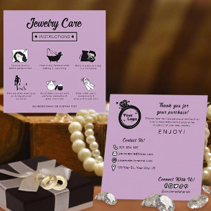 Modern Pastel Lilac Jewellery Care Guide Minimalis Enclosure Card