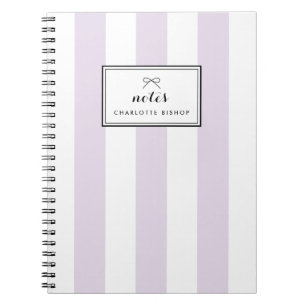 Modern Pastel Lilac Vertical Stripes Personalized Notebook