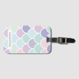 Modern Pastel Lovely Mermaid Pattern With Name Luggage Tag