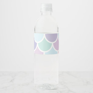 Modern Pastel Lovely Mermaid Pattern With Name Water Bottle Label