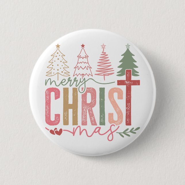 Modern Pastel Merry Christ mas  2 Inch Round Button (Front)