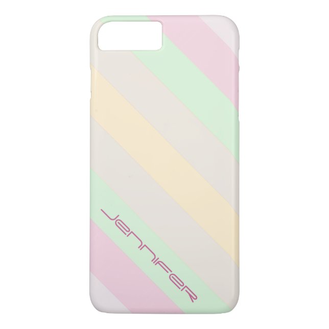 Modern Pastel Minimalist Stripe Personalized Name Case-Mate iPhone Case (Back)