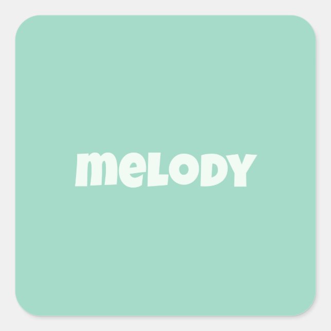 Modern pastel mint dormroom decor name square sticker (Front)