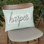 Modern Pastel Mint Hello And You Name Accent Pillow<br><div class="desc">Modern Pastel Mint Hello And You Name</div>