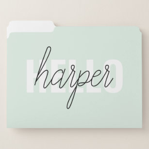 Modern Pastel Mint Hello And You Name File Folder