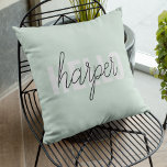 Modern Pastel Mint Hello And You Name Outdoor Pillow<br><div class="desc">Modern Pastel Mint Hello And You Name</div>