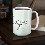 Modern Pastel Mint Hello And You Name Two-Tone Coffee Mug<br><div class="desc">Modern Pastel Mint Hello And You Name</div>