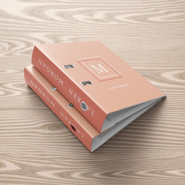 Modern Pastel Monogram Orange Personalized Binder (Creator Uploaded)