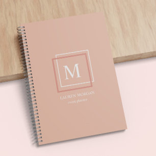 Modern Pastel Monogram Peach Personalized Planner